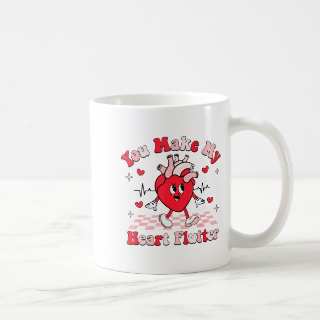 Cardiac Nurse Valentine You Make My Heart Flutter  Kaffemugg (Höger)
