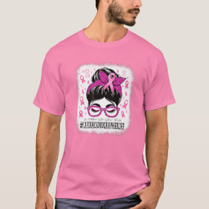 Cardiac Sonographer Messy Bun Women Breast Cancer T Shirt