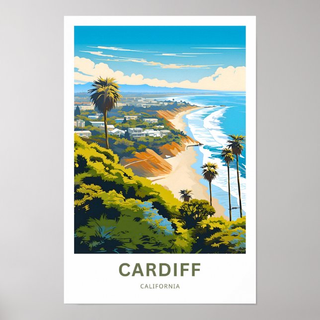 Cardiff California Travel Print Poster (Framsidan)