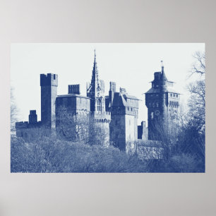 Cardiff Castle (digital cyanotype) Poster