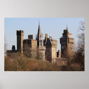 Cardiff Castle i Tidigt Vår Sunlight Poster
