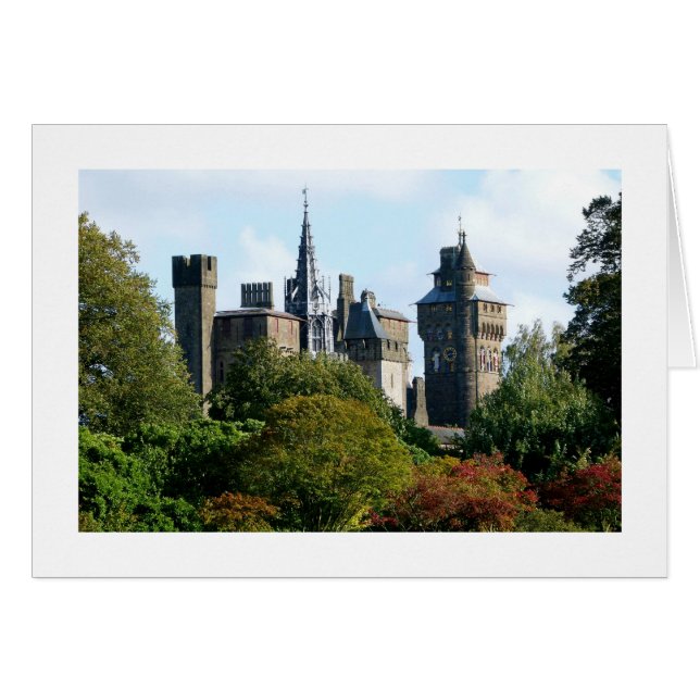 Cardiff Castle II (Wide Borderade) Hälsningskort (Framsidan Horizontal)
