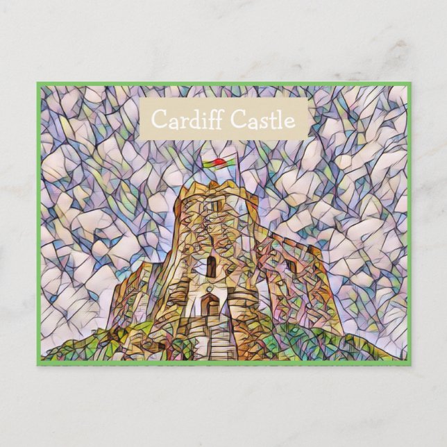 Cardiff Castle, Wales, UK Mosaic Effect Postcard Vykort (Framsida)