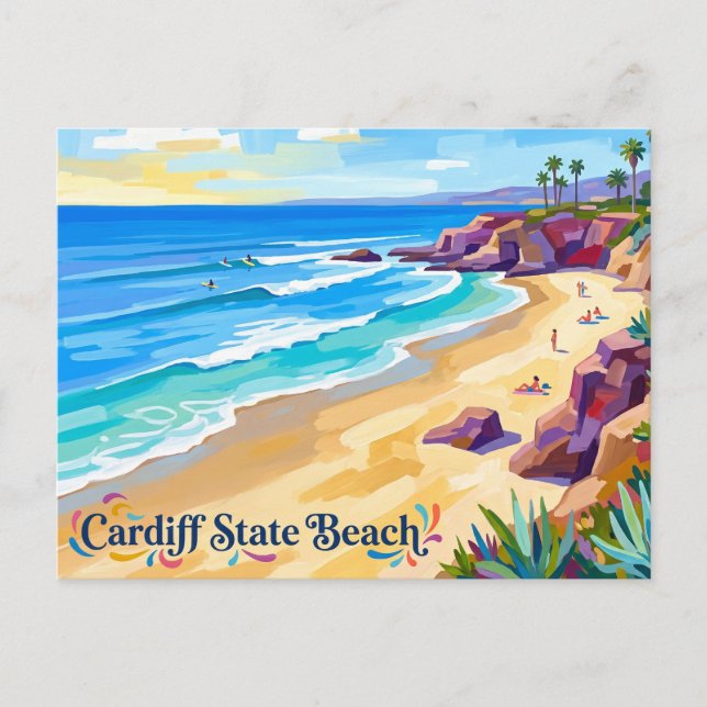 Cardiff State Beach Kalifornien Vykort (Framsida)