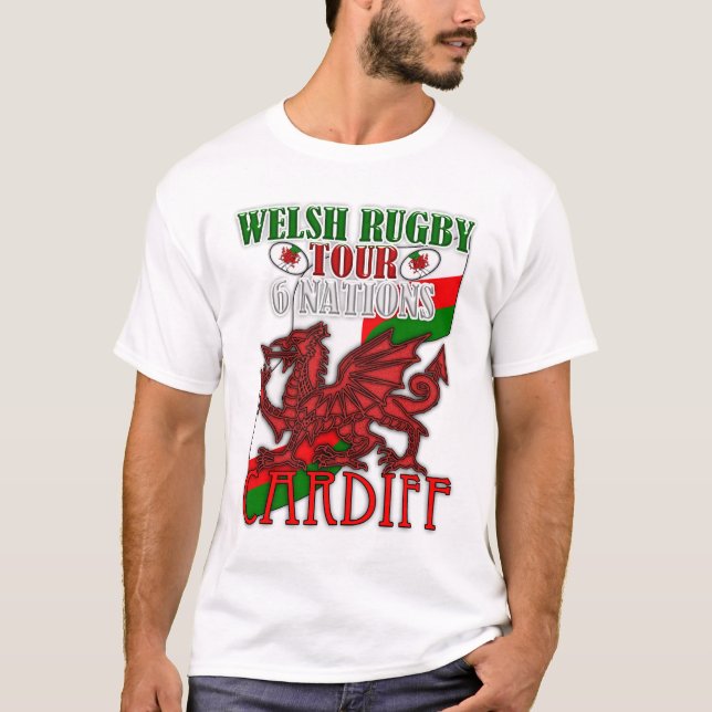 Cardiff turnerar walesisk Rugby den walesiska Tee (Framsida)