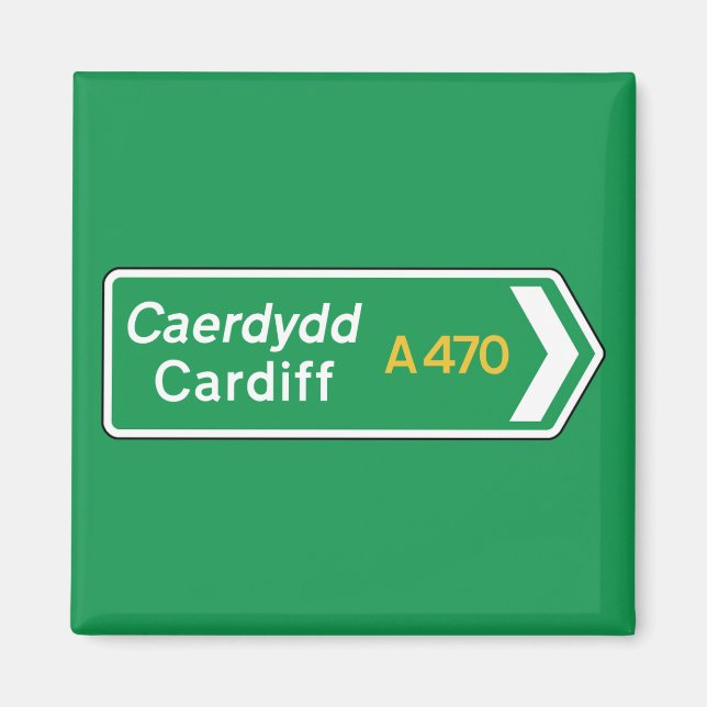 Cardiff, UK Road Sign Magnet (Framsidan)