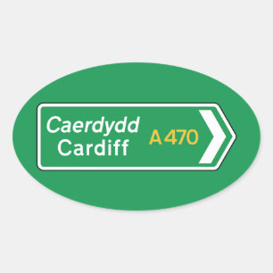 Cardiff UK-vägmärke Ovalt Klistermärke