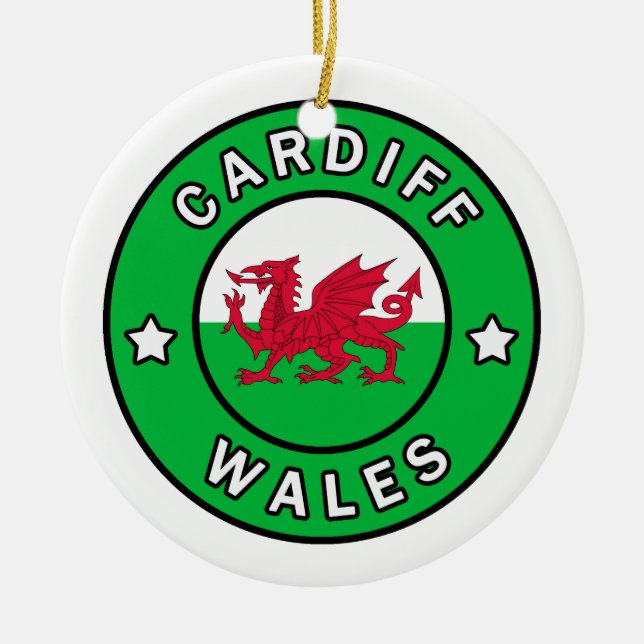 Cardiff Wales Julgransprydnad Keramik (Framsidan)