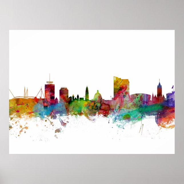Cardiff Wales Skyline Poster (Framsidan)