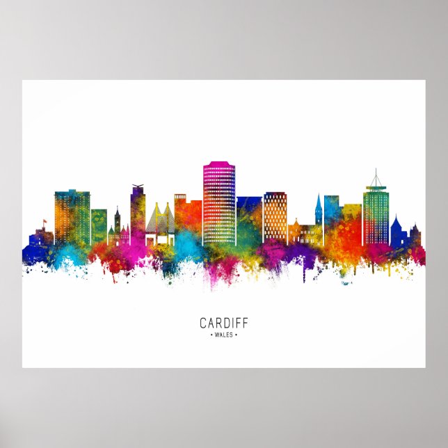 Cardiff Wales Skyline Poster (Framsidan)
