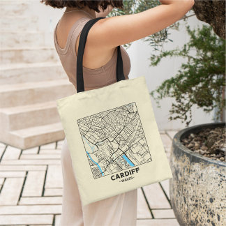 Cardiff, Wales Stadskarta Totebag Tygkasse