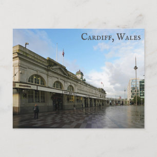 Cardiff Wales Tåg Station Welsh Travel Photo Vykort