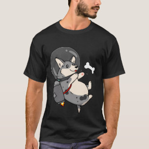 Cardigan Blue Merle Space Corgi med Jetpack T Shirt