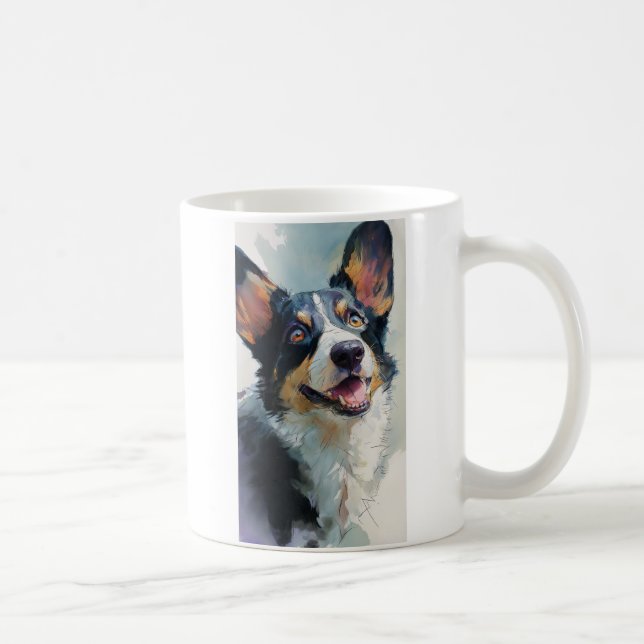 Cardigan corgi akvarell kaffemugg (Höger)