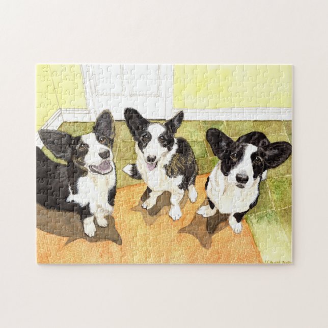 Cardigan Corgi Hundar Jigszle Puzzle Pussel (Horisontell)
