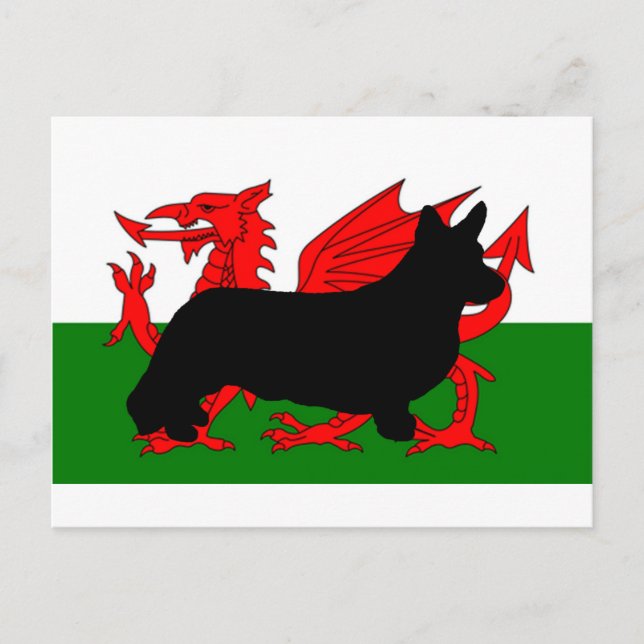 Cardigan welcorgi silhouette flagga vykort (Framsida)