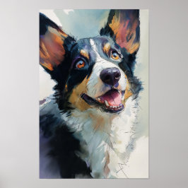 Cardigan Welsh corgi akvarell Poster
