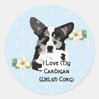 Cardigan Welsh Corgi, Blue w/White Diamonds Runt Klistermärke