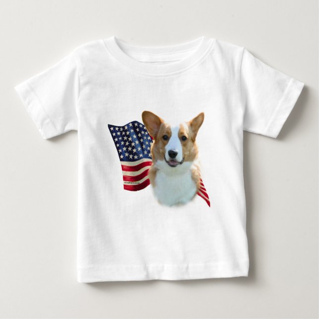 Cardigan Welsh Corgi Flagga Tee (Framsida)
