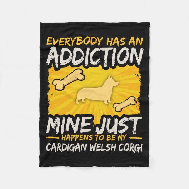 Cardigan Welsh Corgi Funny Dog Addiction  Fleecefilt (Framsidan)