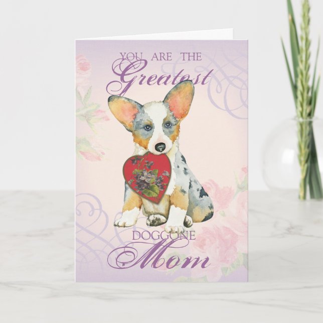 Cardigan Welsh Corgi Heart Mamma Kort (Framsida)