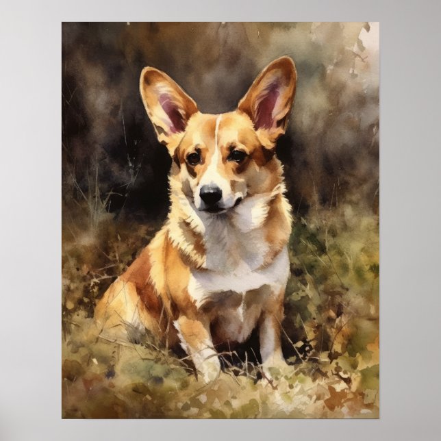 Cardigan Welsh Corgi Hund Art Print Poster (Framsidan)