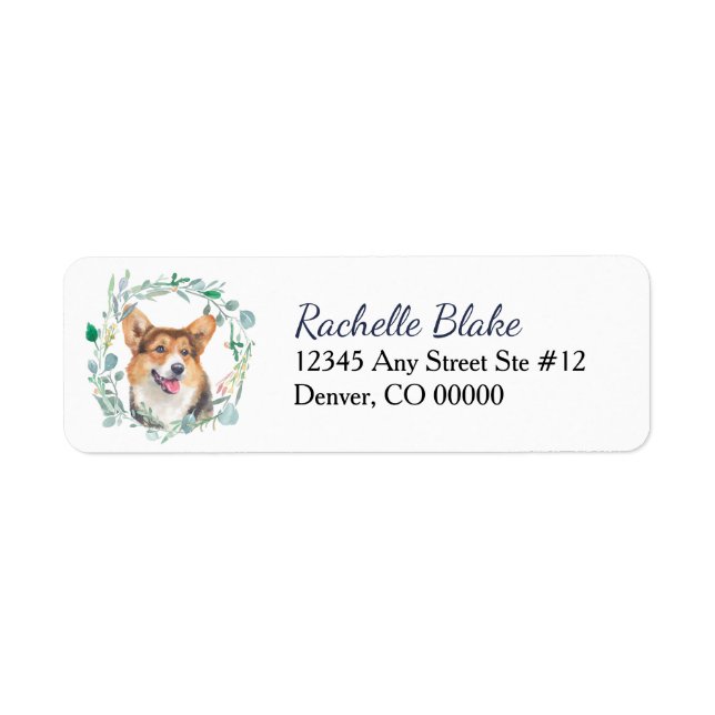 Cardigan Welsh Corgi Hund Krans Returadress Etikett (Framsidan)