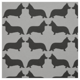 Cardigan Welsh Corgi Hund Silhouettes Mönster Tyg