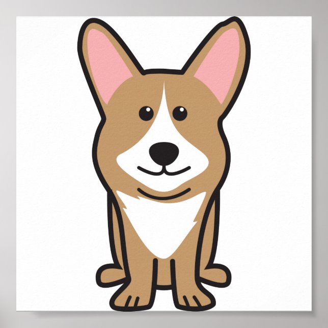 Cardigan Welsh Corgi Hund Tecknad Poster (Framsidan)
