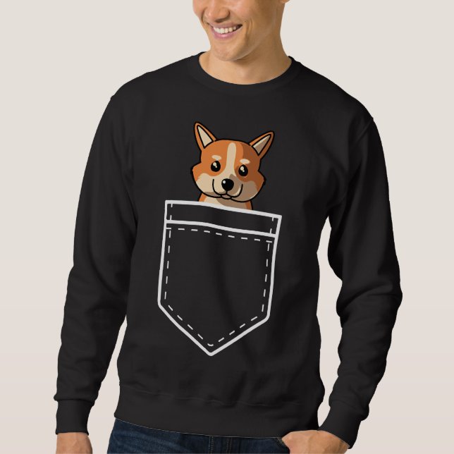 Cardigan Welsh Corgi Mamma i frontdockan Lång Ärmad Tröja (Framsida)