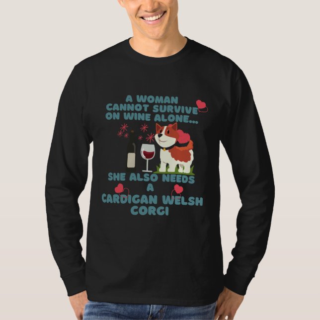 Cardigan Welsh Corgi och Vin T Shirt (Framsida)