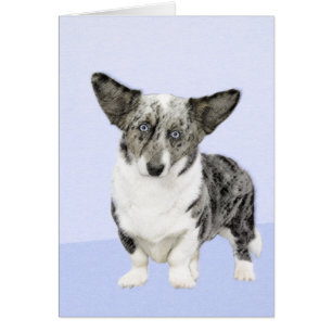 Cardigan Welsh Corgi Painting - Original Hund Art Hälsningskort