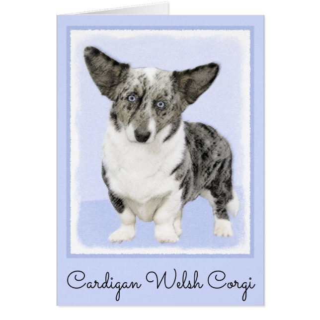 Cardigan Welsh Corgi Painting - Original Hund Art Hälsningskort (Framsidan)