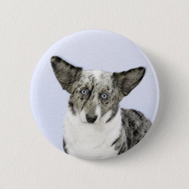 Cardigan Welsh Corgi Painting - Original Hund Art Knapp (Framsida)