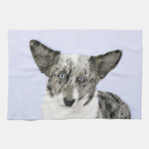 Cardigan Welsh Corgi Painting - Original Hund Art Kökshandduk