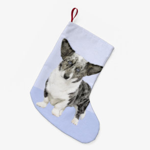 Cardigan Welsh Corgi Painting - Original Hund Art Liten Julstrumpa