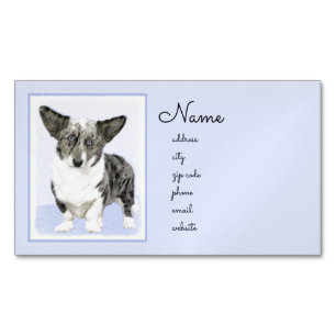 Cardigan Welsh Corgi Painting - Original Hund Art Magnetiska Visitkort