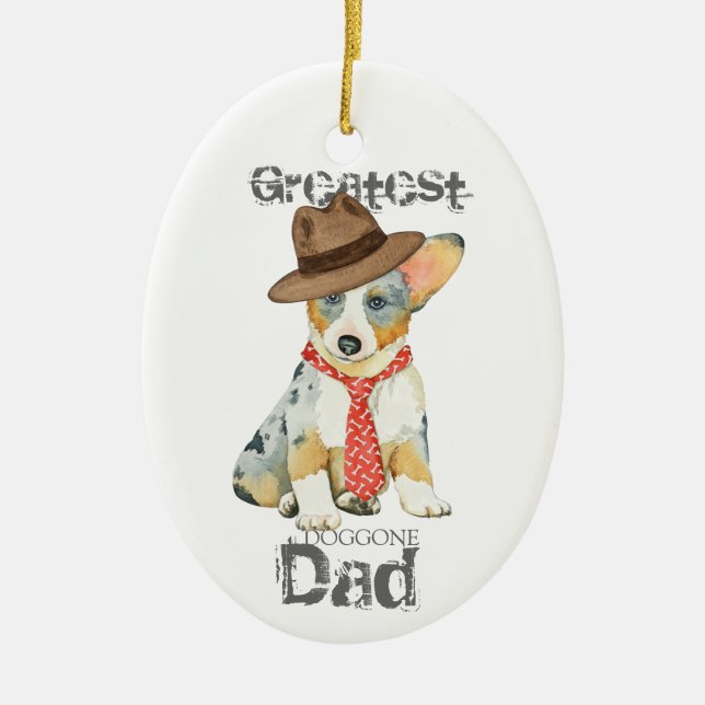Cardigan Welsh Corgi Pappa Ceramic Ornament (Framsidan)