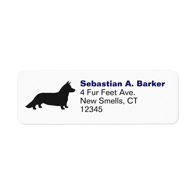 Cardigan Welsh Corgi Silhouette Returadress Etikett (Framsidan)