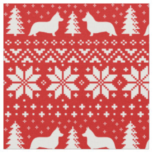 Cardigan Welsh Corgi Silhouettes jul-Helgdag Tyg
