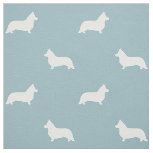 Cardigan Welsh Corgi Silhouettes Mönster Blue Tyg