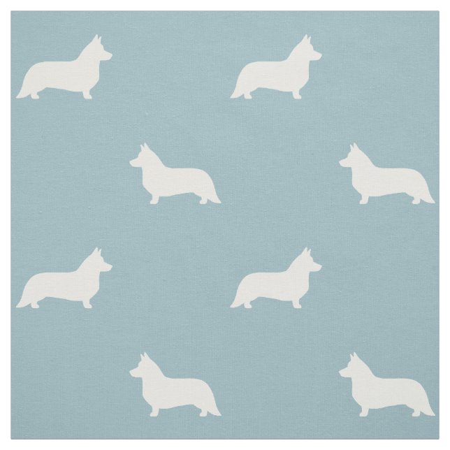 Cardigan Welsh Corgi Silhouettes Mönster Blue Tyg (Provkarta)