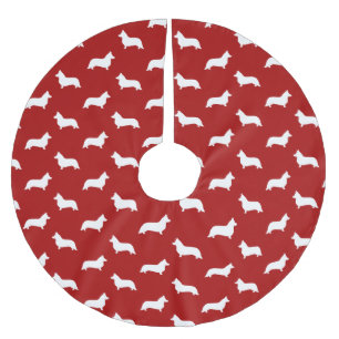 Cardigan Welsh Corgi Silhuettmönster Julgransmatta Borstad Polyester