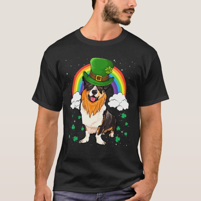 Cardigan Welsh Corgi St patricks day Leprechaun T Shirt (Framsida)