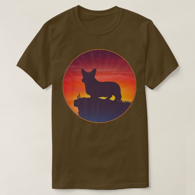 Cardigan Welsh Corgi Sunset  T Shirt (Design framsida)