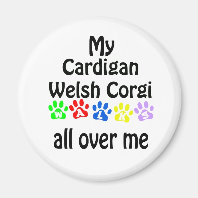 Cardigan Welsh Corgi Walks Design Magnet (Framsidan)