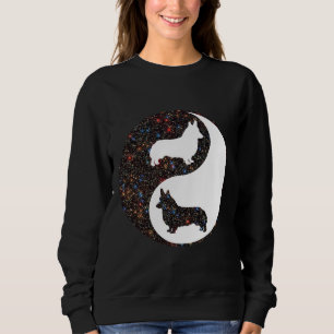 Cardigan Welsh Corgi Yin och Yang med Starscape T Shirt