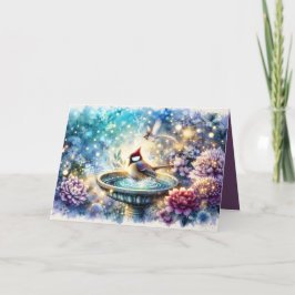 Cardinal at Birdbath Dreamy Garden Ar Kort