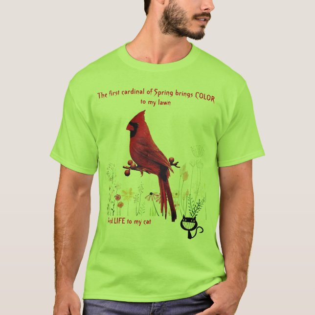 Cardinal Bird Funny Cat Lover's T Shirt (Framsida)