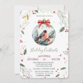 Cardinal Bird Holly Berry Ball Company Julfirande Inbjudningar
